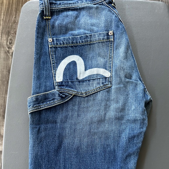 Evisu Cargo Jeans - Distressed Broken Knee - White Logo Patch - Picture 5 of 5